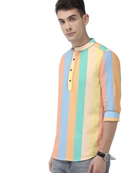Men's Color Block Spread Collar Casual Shirt